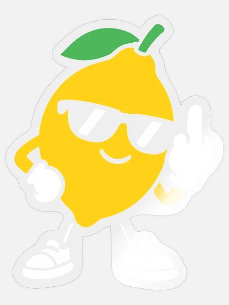 Zitronenrebell mit Sonnenbrille - Sticker Größe S (10 x 10 cm) - Transparent glänzend