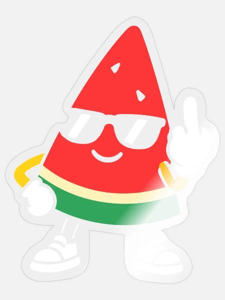 Watermelon Rebel mit Sonnenbrille - Sticker Größe S (10 x 10 cm) - Transparent glänzend