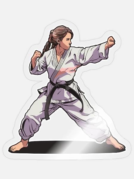 Karate Mädchen - Sticker Größe S (10 x 10 cm) - Transparent glänzend