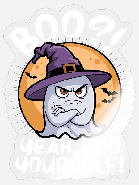 Grimmiger Halloween Geist - Sticker Größe S (10 x 10 cm) - Transparent glänzend