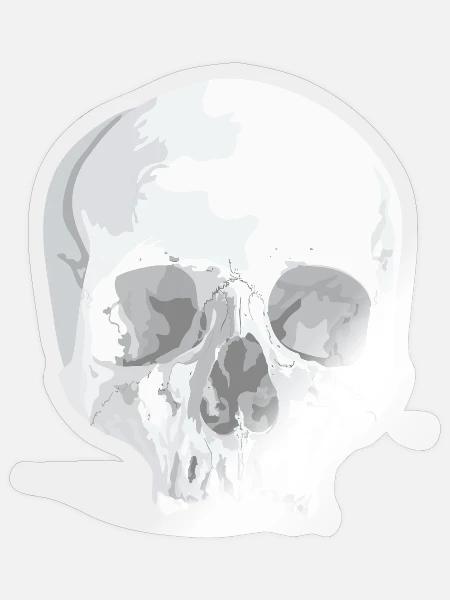 Grau Schädel Illustration - Sticker Größe S (10 x 10 cm) - Transparent glänzend