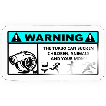 Autocollant Danger Turbo  - Sticker taille S (10 x 10 cm) - brillant transparent - Devant