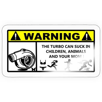 Turbo-Rennwarnung - Sticker Größe S (10 x 10 cm) - Transparent glänzend - Vorne