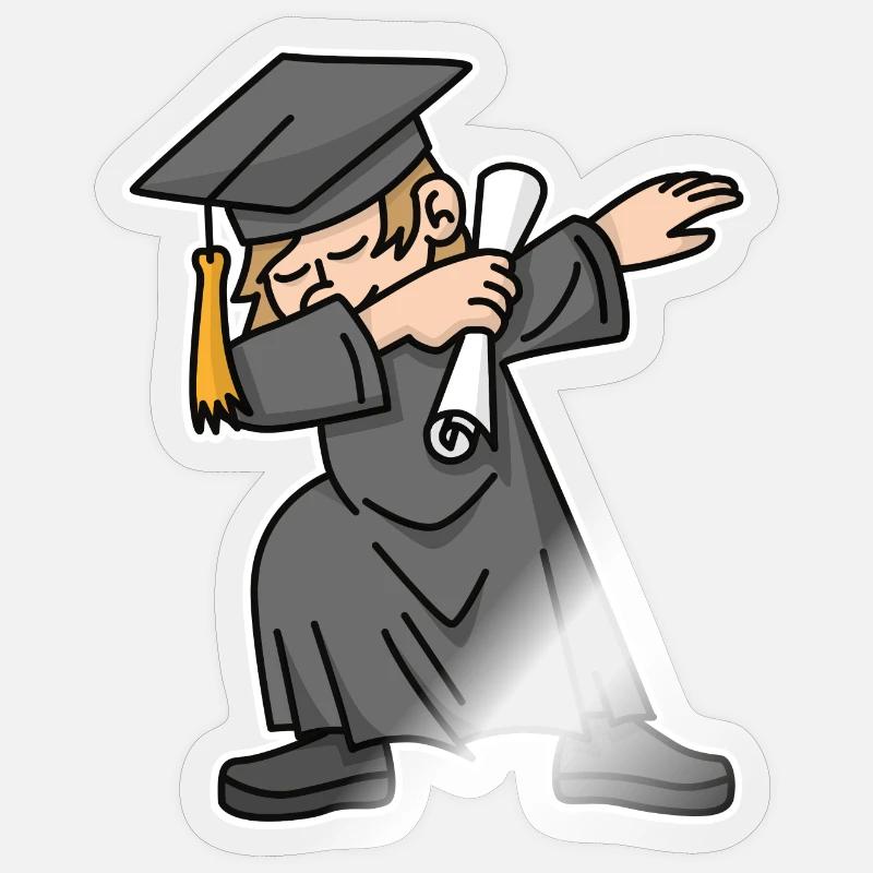 Junge Student dab dabbing Absolvent Schule Sticker Größe S (10 x 10 cm)