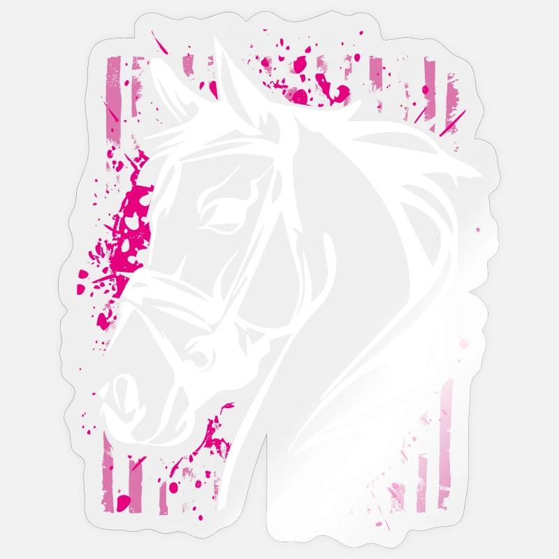 Graffiti-Stil Pferd mit Pinkem Farbsplash - Sticker Größe S (10 x 10 cm) - Transparent glänzend