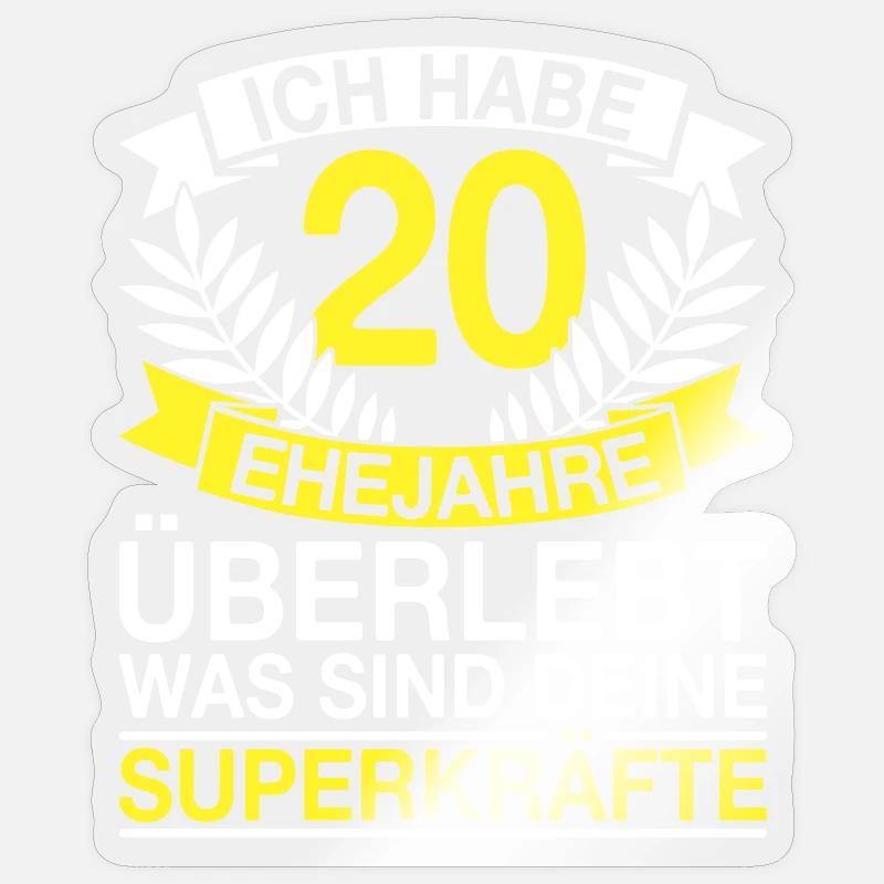 20 Ehejahre Überlebt 20 Hochzeitstag Geschenk - Sticker Größe S (10 x 10 cm) - Transparent glänzend