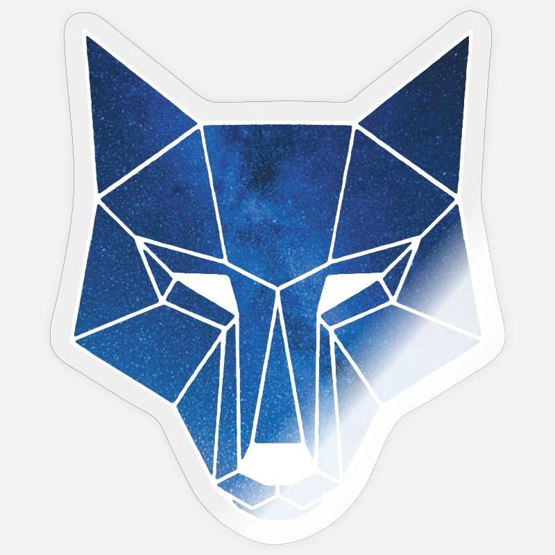 White wolf and starry sky - Sticker size S (10 x 10 cm) - transparent glossy