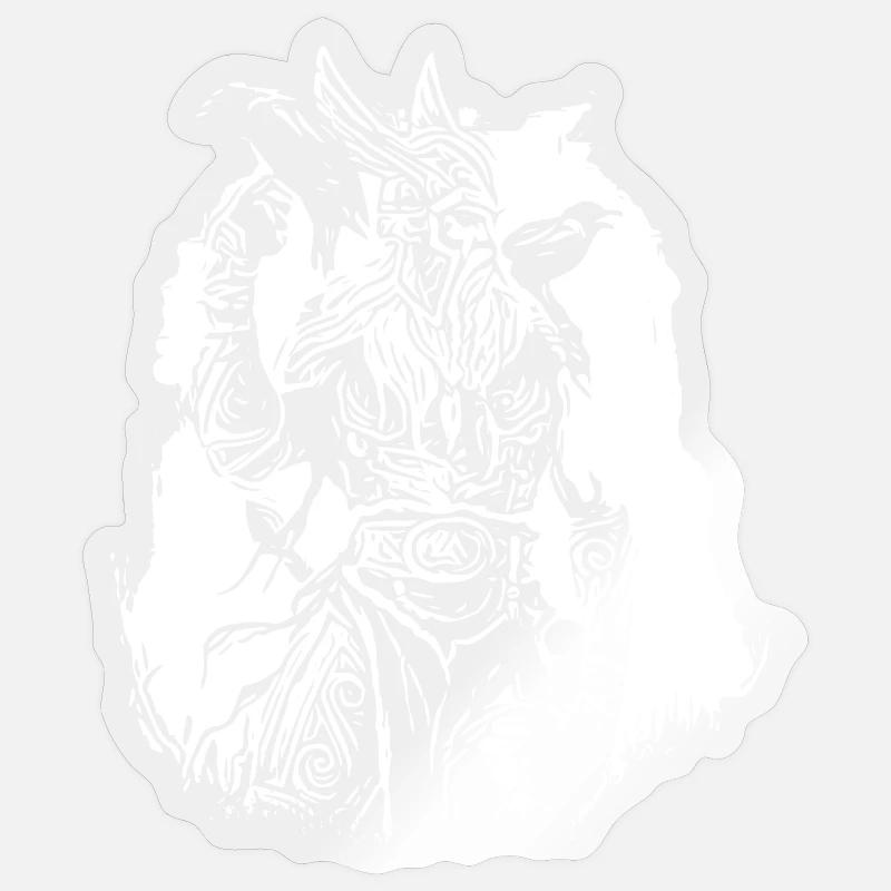 Vikings avec corbeaux - Sticker taille S (10 x 10 cm) - brillant transparent