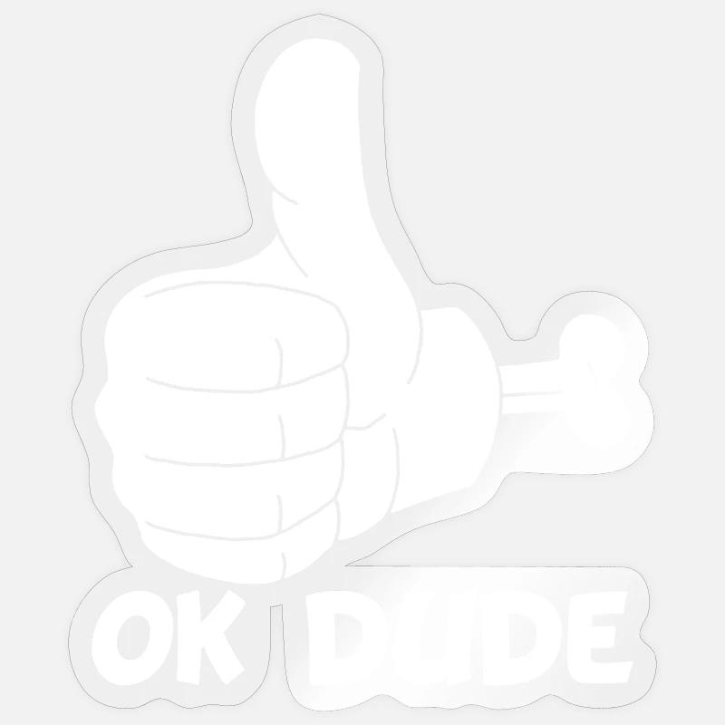 Ok mec ! (blanc) - Sticker taille S (10 x 10 cm) - brillant transparent
