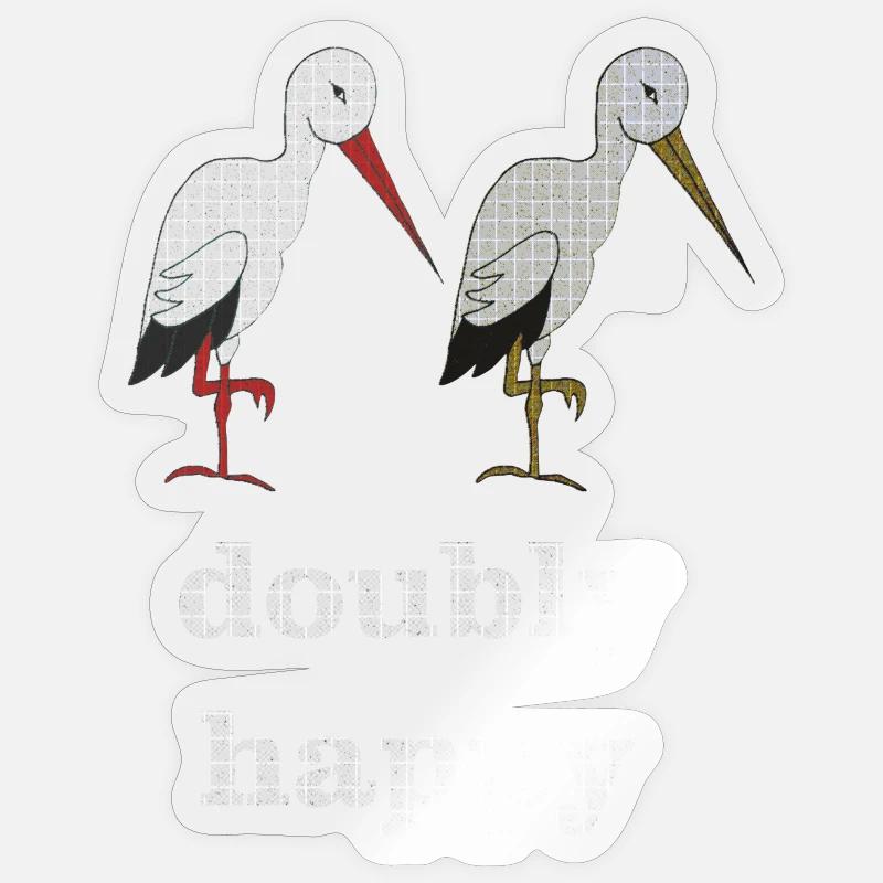 storch doubly happy - Sticker Größe S (10 x 10 cm) - Transparent glänzend