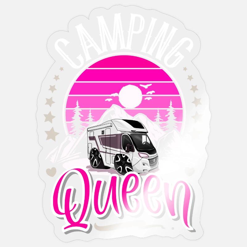 Camping Queen Camper Camping Grand-mère - Sticker taille S (10 x 10 cm) - brillant transparent