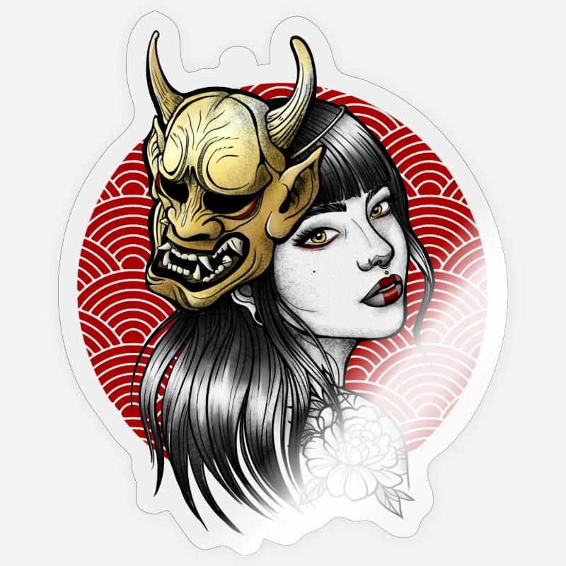 Hannya - Sticker size S (10 x 10 cm) - transparent glossy