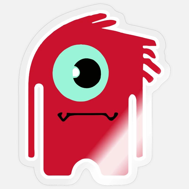 Rotes Zyklopenmonster | Lustiger Chibi-Alien - Sticker Größe S (10 x 10 cm) - Transparent glänzend