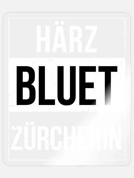 Zürich Härzbluetzürcherin - Sticker Größe S (10 x 10 cm) - Transparent glänzend