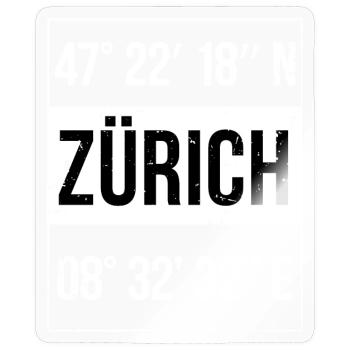 Koordinaten Zürich - Sticker Größe S (10 x 10 cm) - Transparent glänzend - Vorne