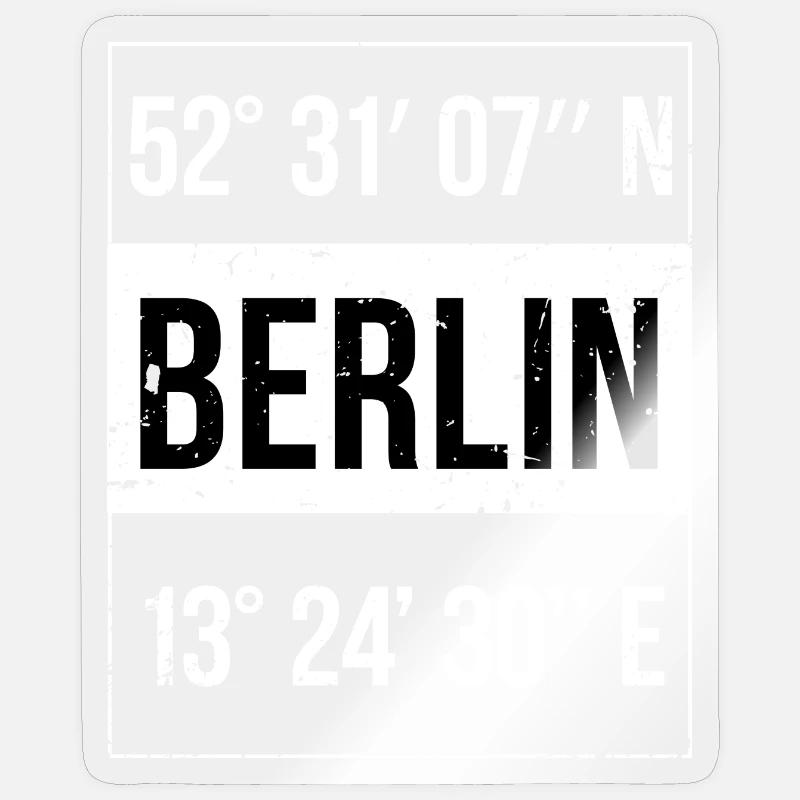 Coordonnées Berlin - Sticker taille S (10 x 10 cm) - brillant transparent