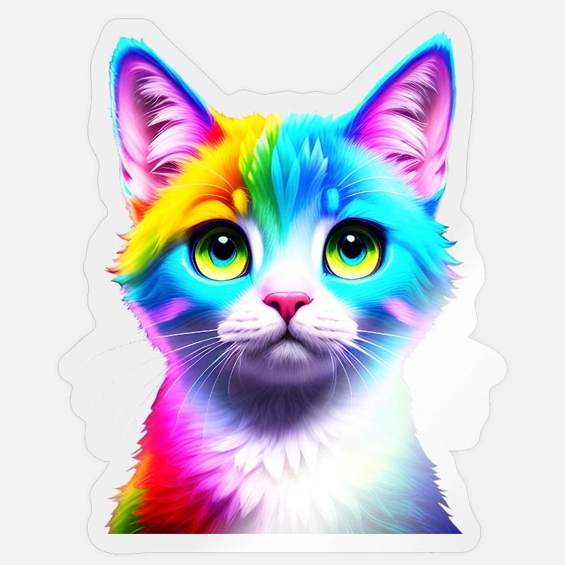Rainbow Cat - Sticker size S (10 x 10 cm) - transparent glossy