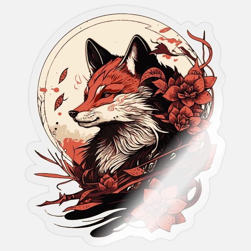 Fuchs Japan - Sticker Größe S (10 x 10 cm) - Transparent glänzend