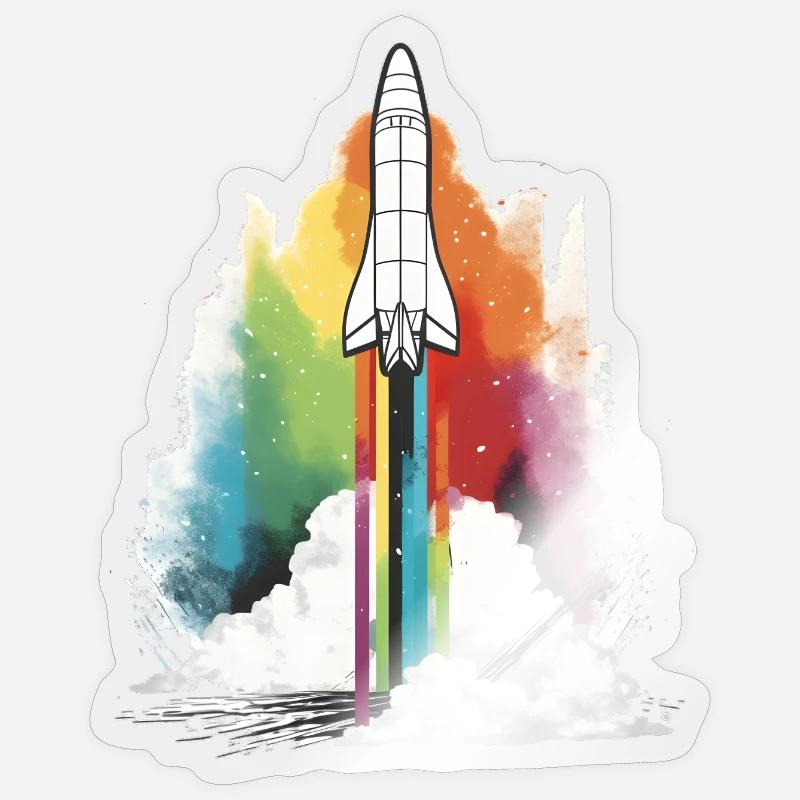 Rainbow Rocket - Sticker size S (10 x 10 cm) - transparent glossy