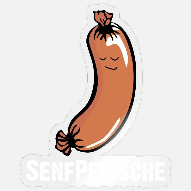 Senfpeitsche, Knackwurst, Bockwurst, Augsburger - Sticker Größe S (10 x 10 cm) - Transparent glänzend