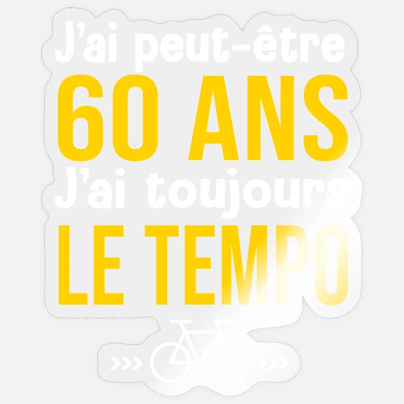 60 Ans 60 E Anniversaire velo anniversaire 60 ans - Sticker taille S (10 x 10 cm) - brillant transparent