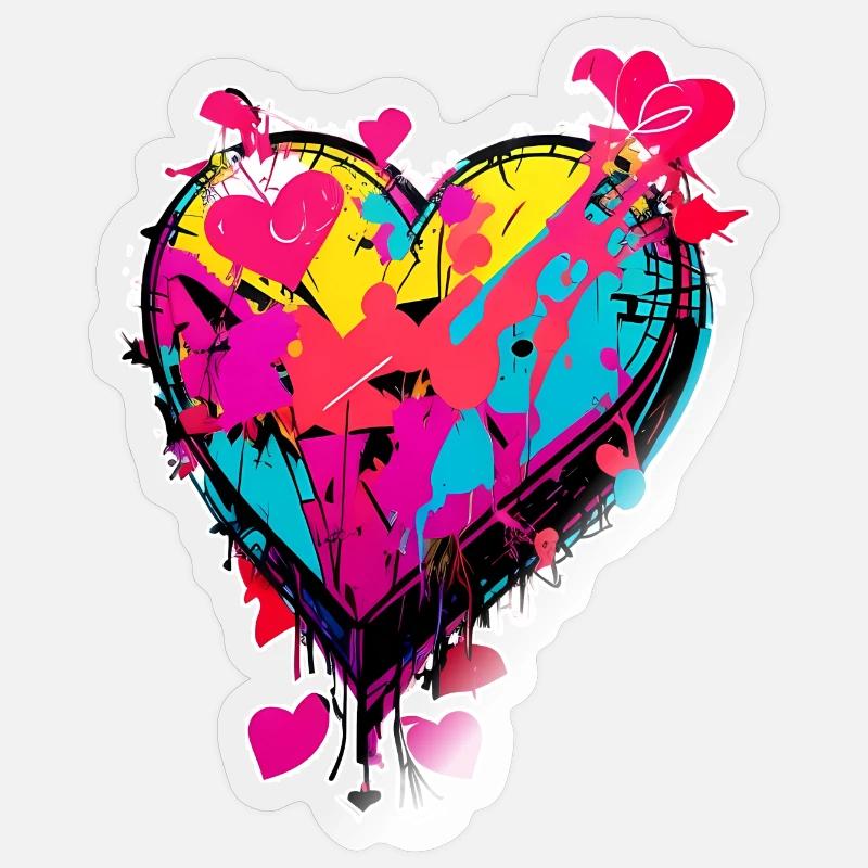 Herz Kunst - Sticker Größe S (10 x 10 cm) - Transparent glänzend