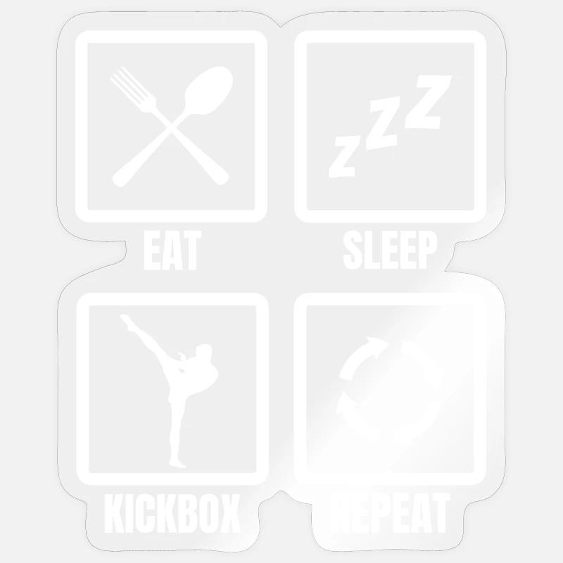 Eat Sleep Kickbox Repeat - Sticker Größe S (10 x 10 cm) - Transparent glänzend