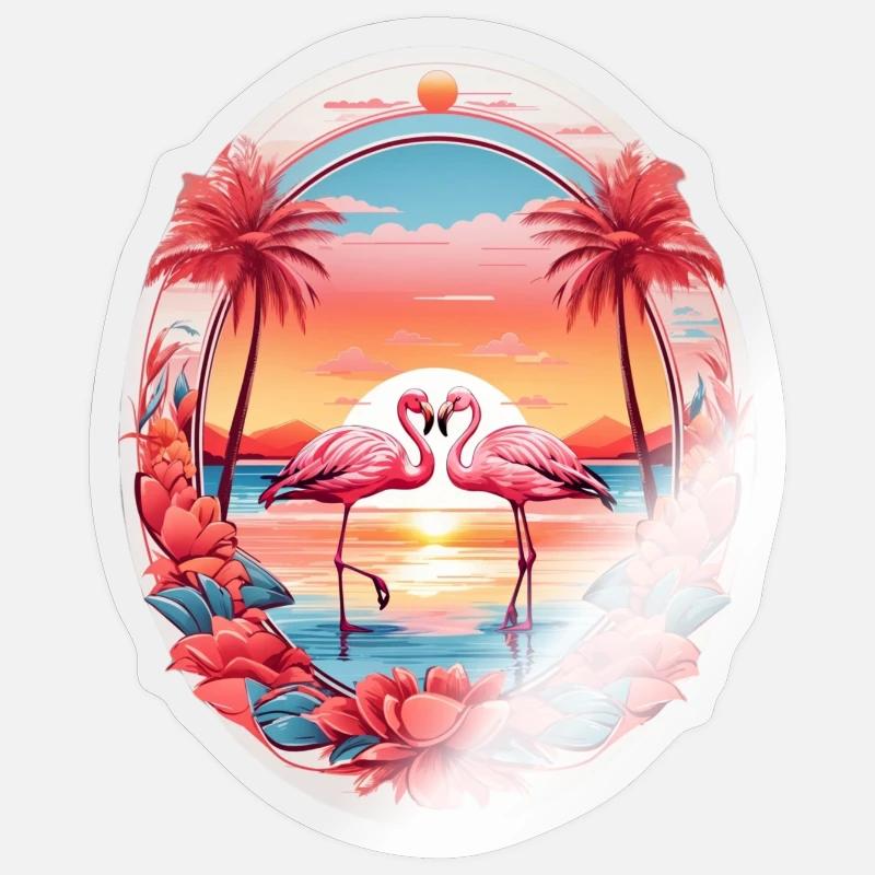 Flamingos - Sticker size S (10 x 10 cm) - transparent glossy