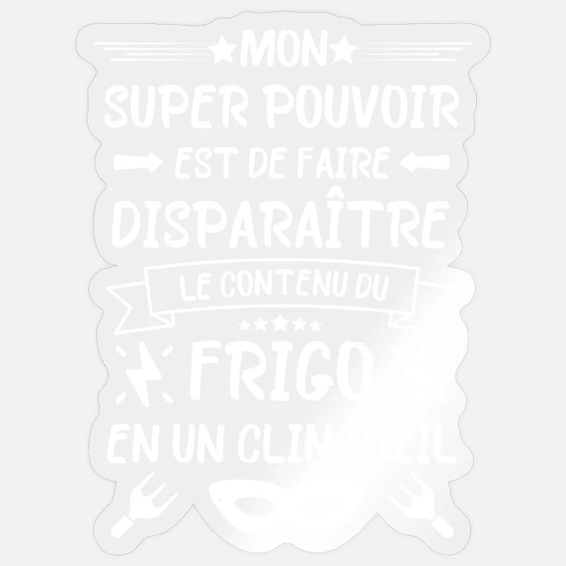Frigo gourmand bouffe - Sticker taille S (10 x 10 cm) - brillant transparent