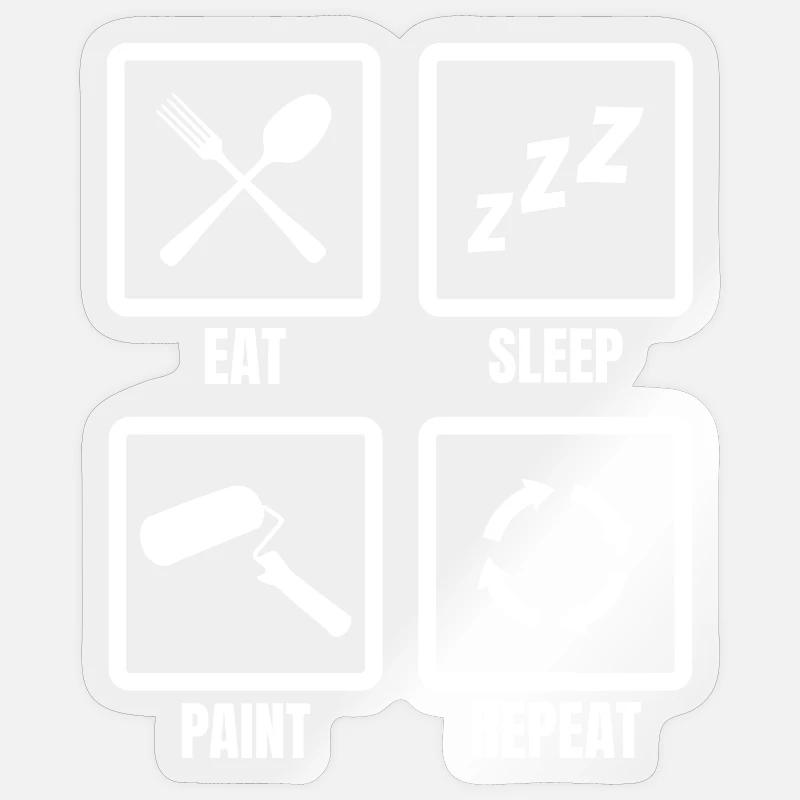Eat Sleep Paint Repeat - Sticker size S (10 x 10 cm) - transparent glossy