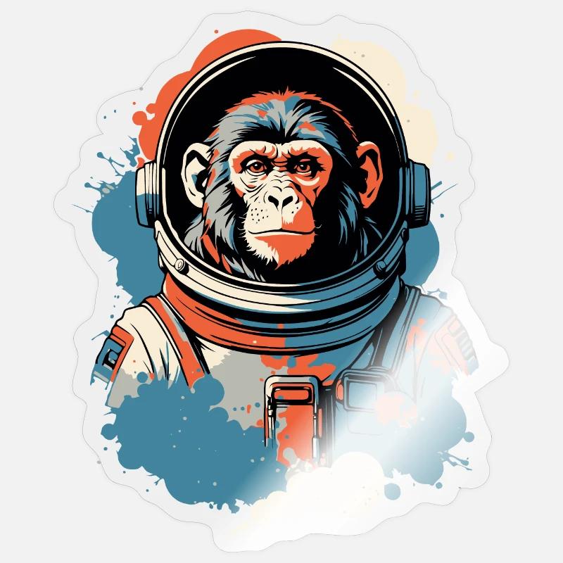 A monkey in a spacesuit Sticker size S (10 x 10 cm)