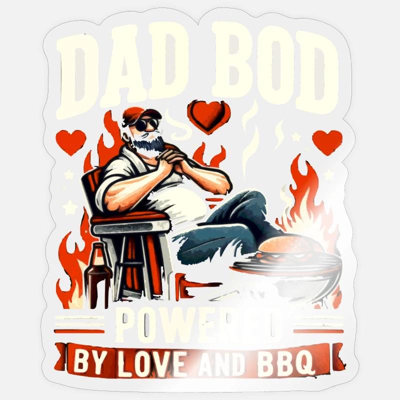 DAD BOD PROPULSÉ PAR L’AMOUR ET LE BBQ Sticker taille S (10 x 10 cm)