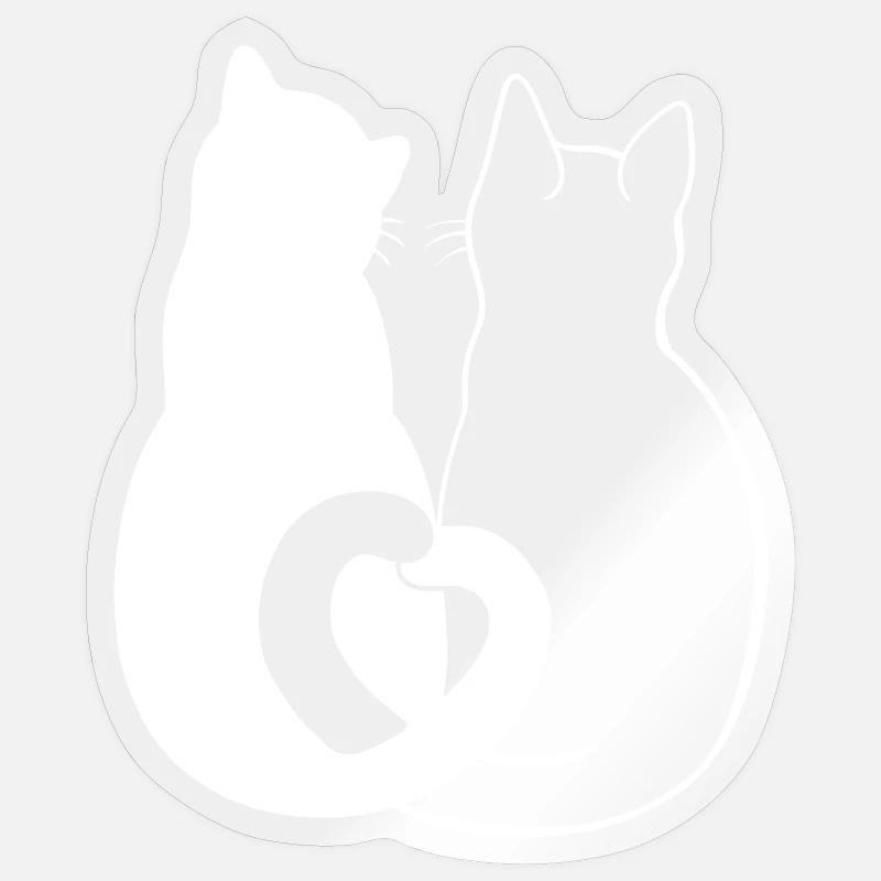 Liebevolle Katzen Silhouette Kunst - Sticker Größe S (10 x 10 cm) - Transparent glänzend