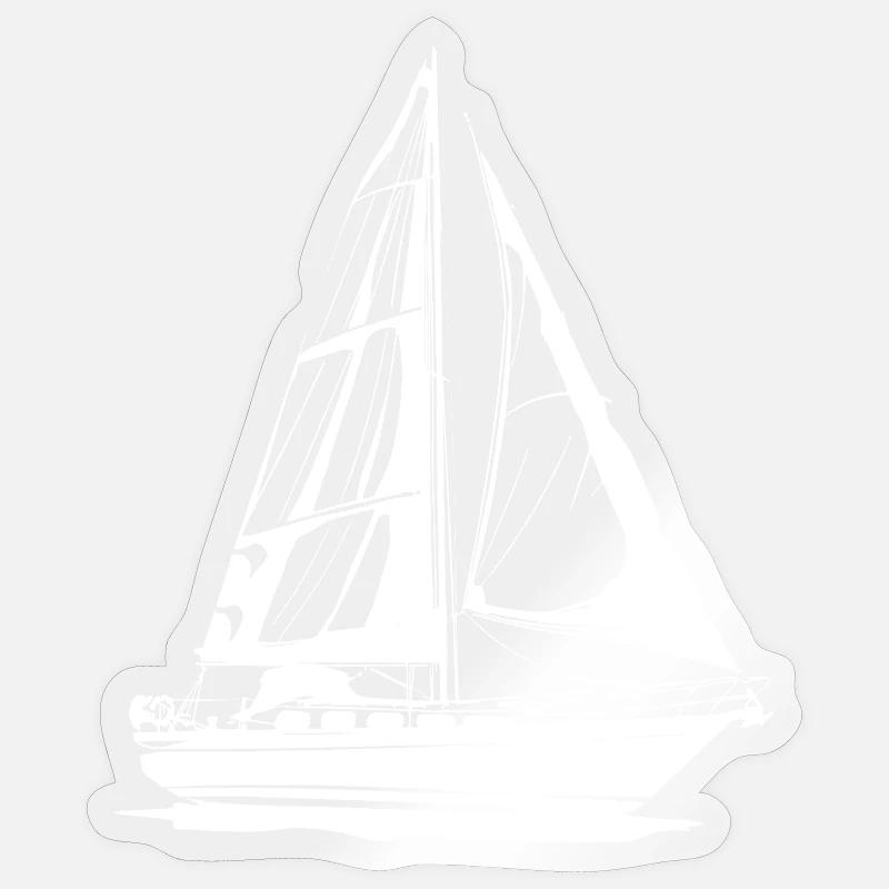 Sailboat Drawing - Sticker size S (10 x 10 cm) - transparent glossy