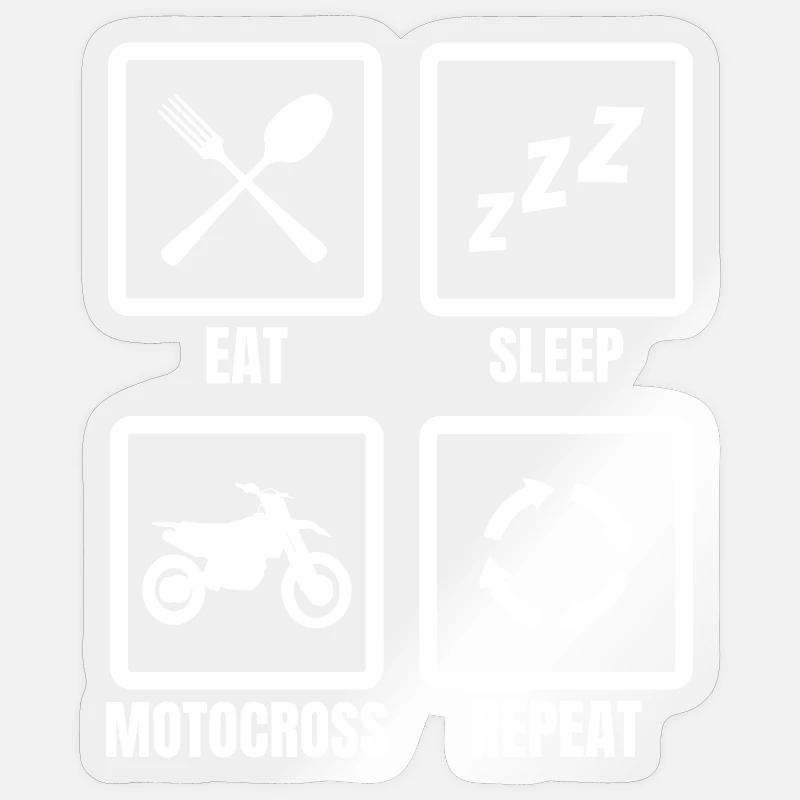 Manger dormir Motocross Répéter - Sticker taille S (10 x 10 cm) - brillant transparent