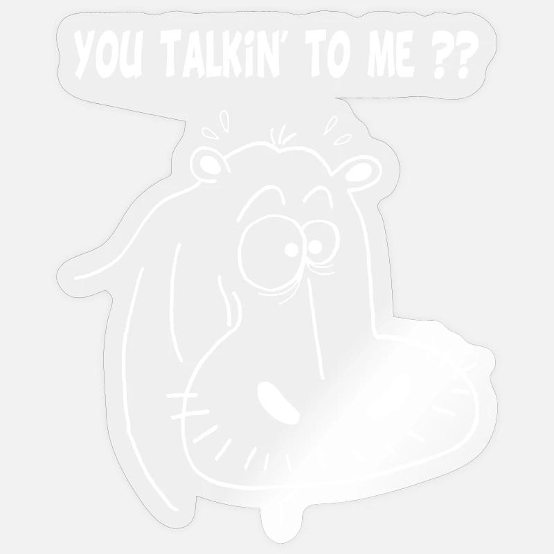 Hippopotame blanc - Sticker taille S (10 x 10 cm) - brillant transparent