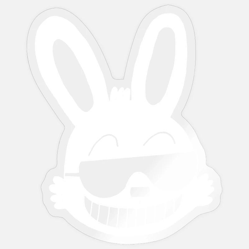 White rabbit showing off Sticker size S (10 x 10 cm)