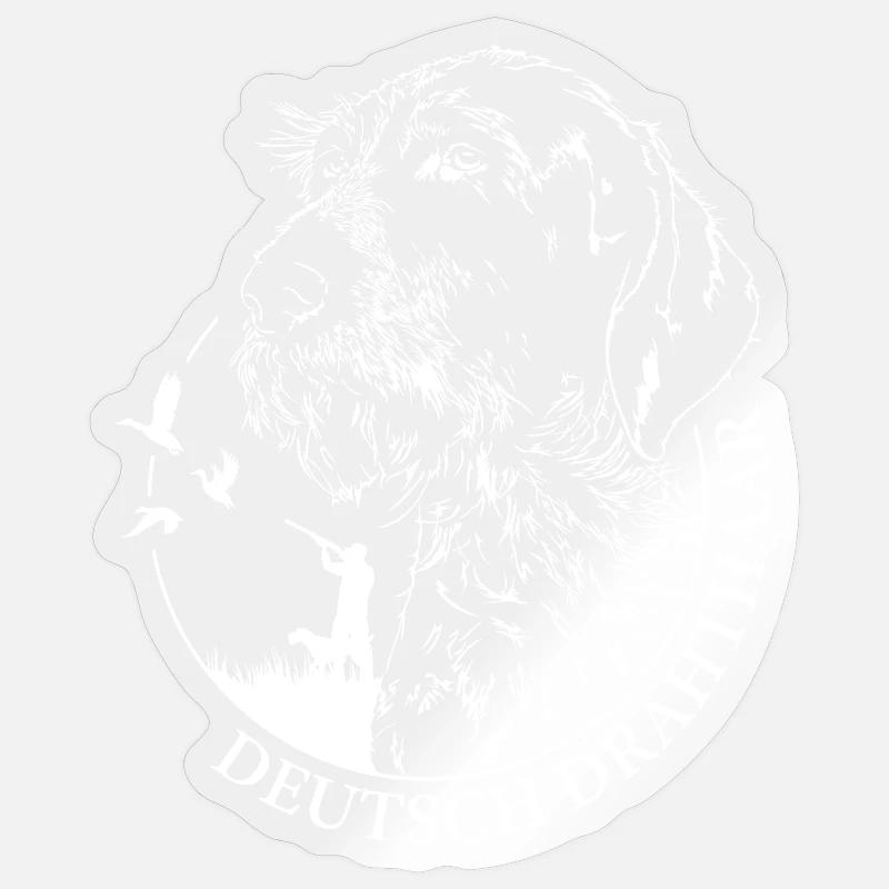 Deutsch Drahthaar Jäger Jagdhunde Hunde Wilsigns - Sticker Größe S (10 x 10 cm) - Transparent glänzend