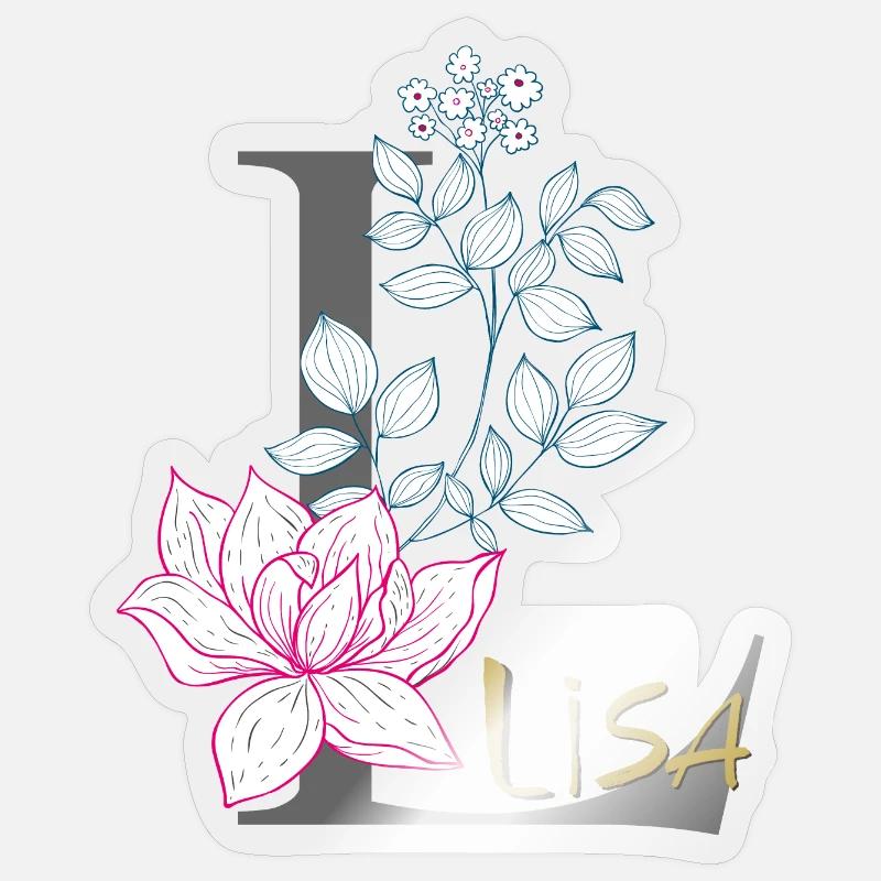 Initiale de la lettre : Lisa - Sticker taille S (10 x 10 cm) - brillant transparent