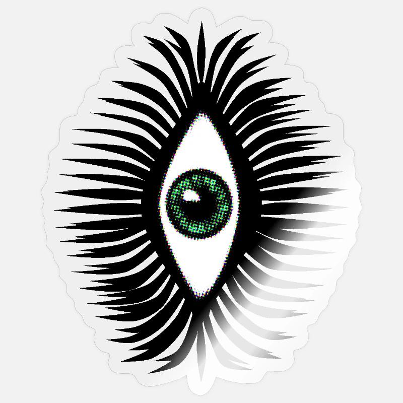 Lucky Amulette Oeil Vert Psychédélique Vertical Sticker taille S (10 x 10 cm)