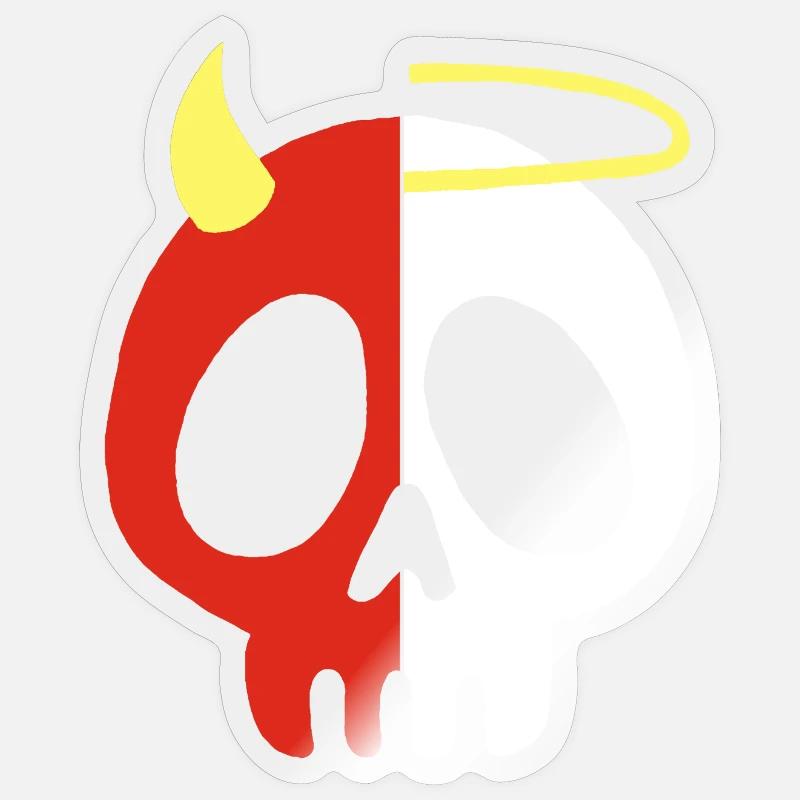 Engel und Dämon Schädel - Sticker Größe S (10 x 10 cm) - Transparent glänzend