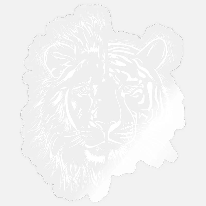 halb Löwe halb Tiger Sticker Größe S (10 x 10 cm)