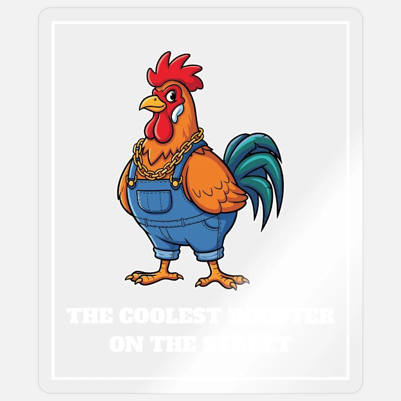 Le coq le plus cool - Sticker taille S (10 x 10 cm) - brillant transparent