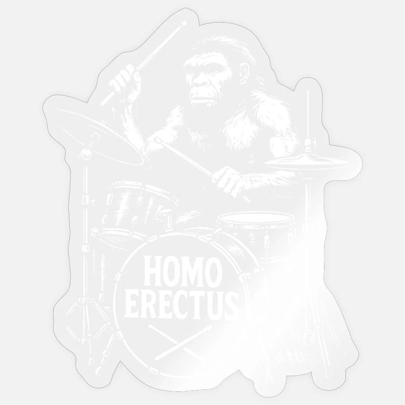Progressiver Homo Erectus Ape mit Trommeln Geschenk Sticker Größe S (10 x 10 cm)