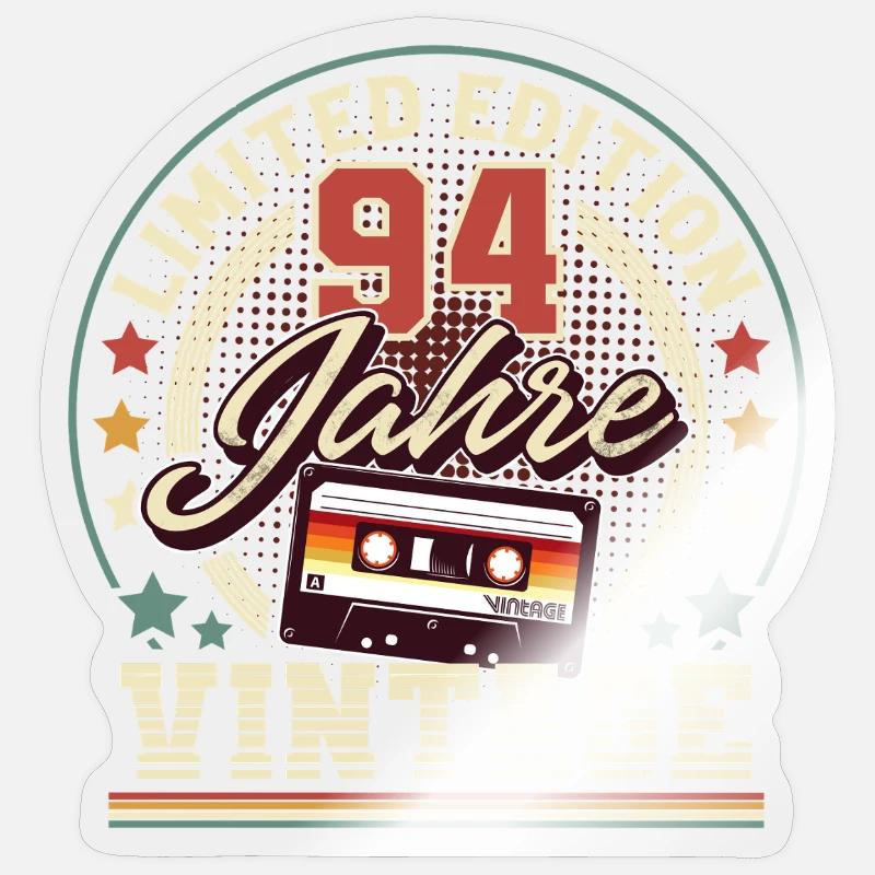 94. Geburtstag - Sticker Größe S (10 x 10 cm) - Transparent glänzend