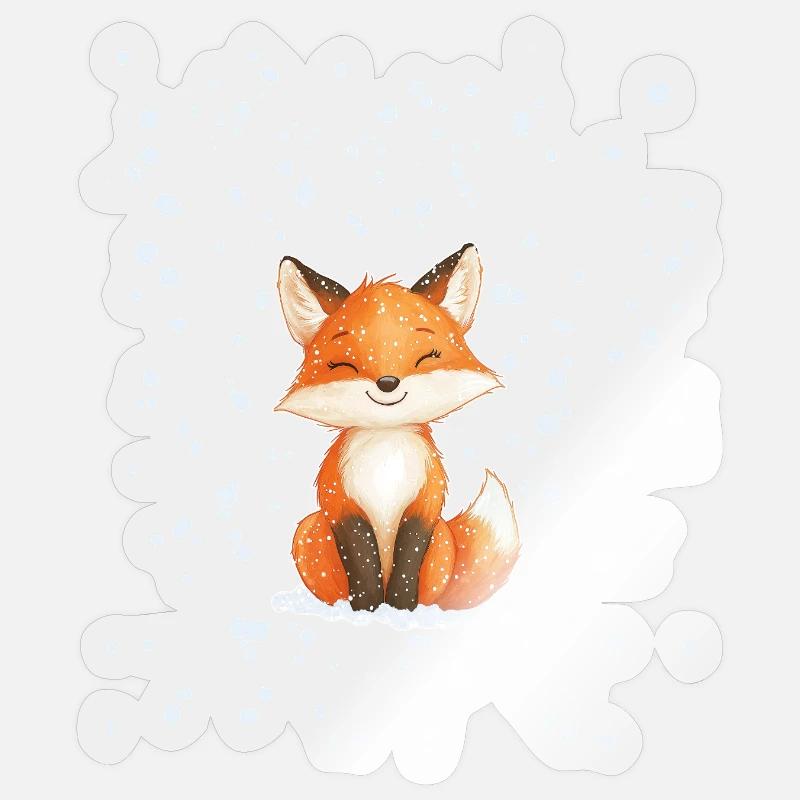 Fuchs mit Schneeflocken Sticker Größe S (10 x 10 cm)