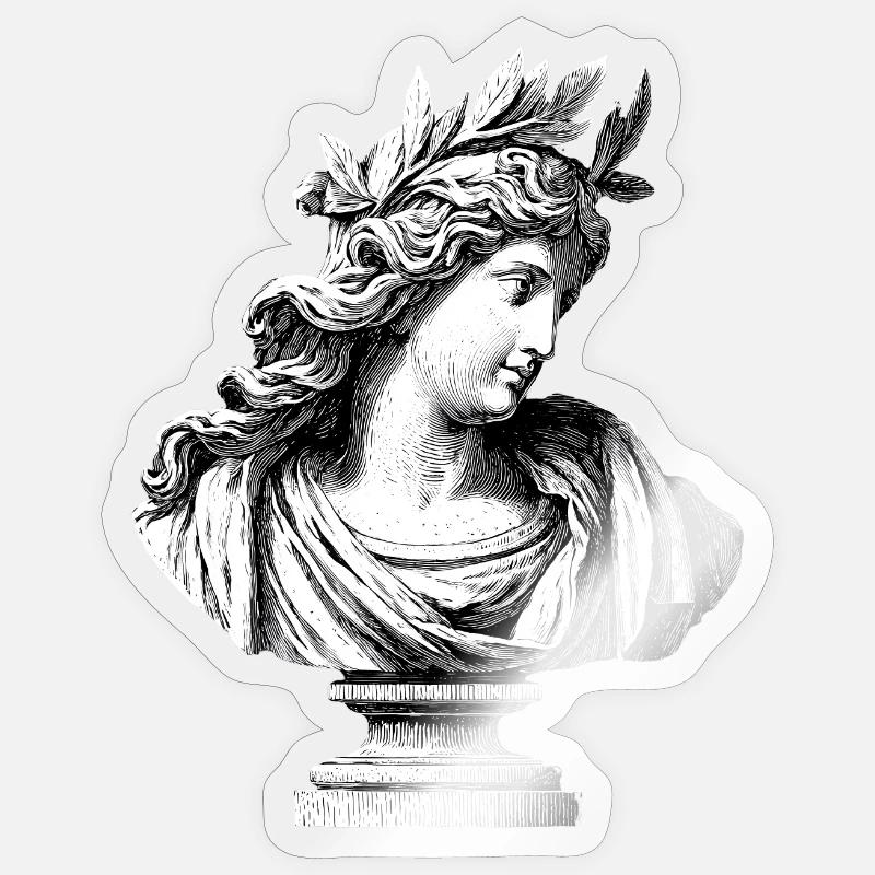 Ancient Goddess Bust – Classic Engraving Sticker size S (10 x 10 cm)