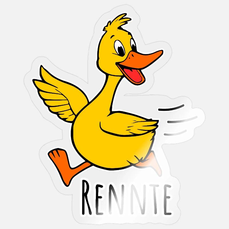 Un'allegra paperella che corre - una gara! - Sticker formato S (10 x 10 cm) - trasparente lucido