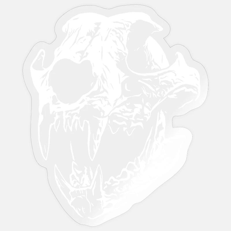 Smilodon skull with sharp teeth - Sticker size S (10 x 10 cm) - transparent glossy