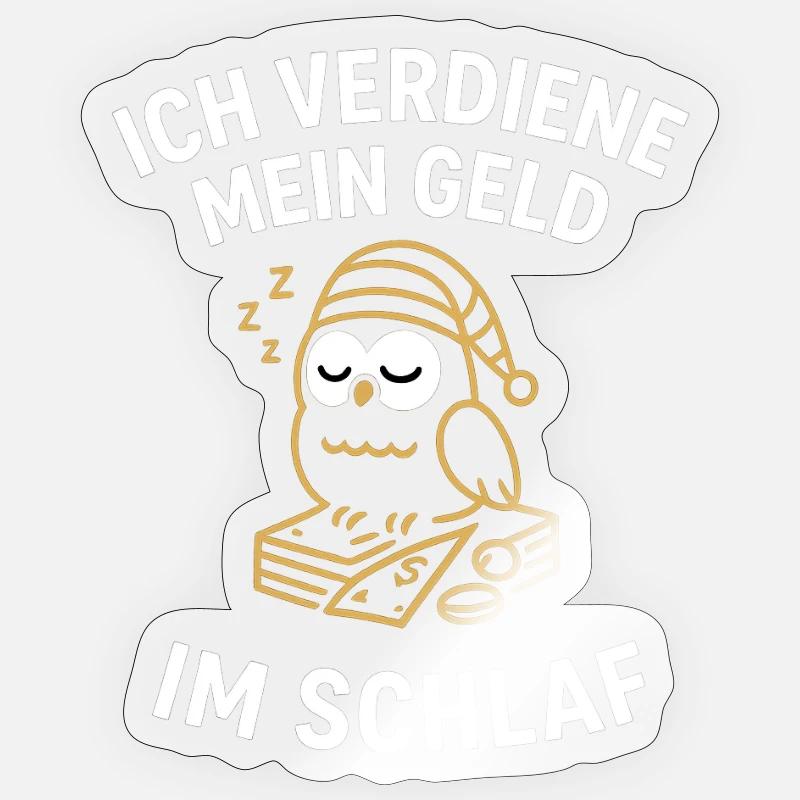 GeldImSchlaf Eule - Sticker size S (10 x 10 cm) - transparent glossy